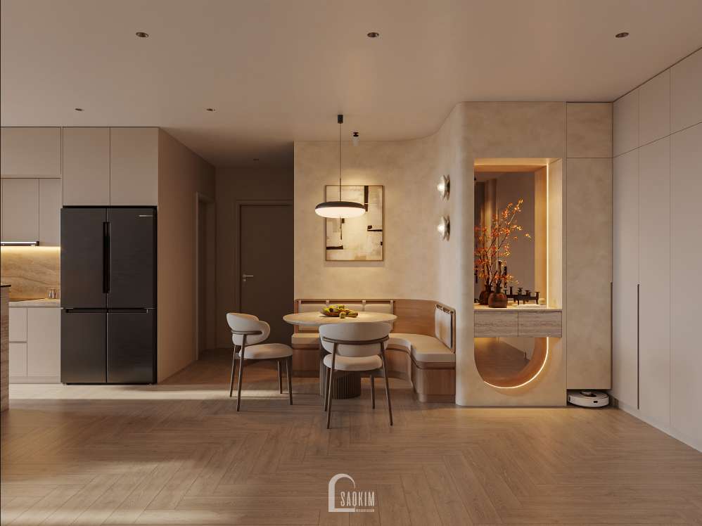 Thiết kế phòng ăn căn hộ Viha Complex Leciva 118m2 phong cách Modern Japandi – Khi Sự Bình Yên Được Thiết Kế Thành Hình